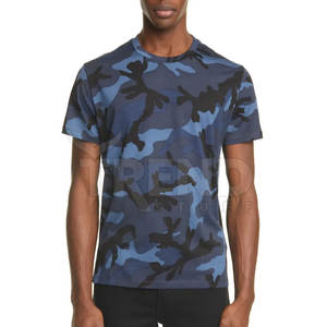 Camiseta Azul de Algodón y Fibra de Bambú para Hombre 2024, Personalizable, Básica, Lisa, Cuello Redondo, Promocional, de Tela de Lona, Secado Rápido y Transpirable, Venta al Por Mayor - Product Image 1