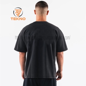 Camiseta de algodón 100% de gran tamaño de lujo para hombre, logotipo personalizable, camiseta en blanco personalizable de longitud larga de peso pesado de alta calidad - Product Image 4