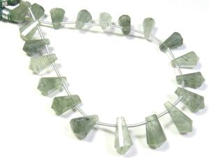 Quartz rutile vert à facettes pierres précieuses en vrac 10-14mm briolette naturelle cône larme perles 8 \ "brin - Product Image 6