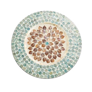 แผ่นรองจานมุกเปลือกหอยขายส่ง, แผ่นรองโต๊ะทรงกลมฝังเปลือกหอยทำมือ, จานรองตกแต่งลายโมเสก, เครื่องครัว - Product Image 3