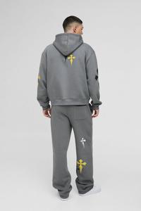 OEM personnalisé anthracite imprimé croisé surdimensionné Boxy fermeture éclair à travers sweats à capuche pour hommes coton mélangé nouveauté sweat à capuche pour homme - Product Image 4