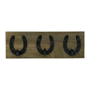 Eco Friendly Wood Board Cast Iron Horse Shoe Hooks And <b>Rail</b> <b>Towel</b> Clothes Hanger <b>Wall</b> Decorative Hooks Home Accessories For Sale - Product Image 1