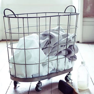 Industrial Style Iron <b>Laundry</b> <b>Basket</b> For Modern Apartments Bringing Unique Decorative Touch To Interiors - Product Image 1