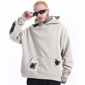 Sudaderas con capucha de hombre de peso pesado con parche de logotipo personalizado, Jersey de algodón con parche bordado, Sudadera con capucha con hombros caídos, sudaderas con capucha de talla grande - Product Image 2