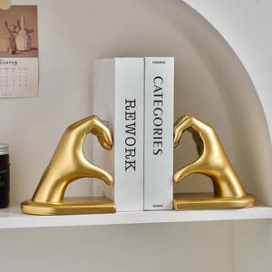 H.M.A Handicrafts modern decor tabletop sculpture chrome bookend set elegant luxury <b>home</b> design shelf accent <b>accessory</b> - Product Image 2