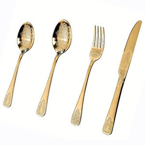 Manufacturer Direct Sale Custom Stainless Steel <b>Gold</b> Vintage Style Flatware Set Heavy Duty Weddings <b>Cutlery</b> Knives Forks Spoons - Product Image 1