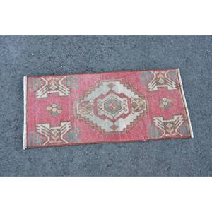 Alfombra de retazos ecológica de lana roja y Beige clásica, 1,3x2,8 pies, área grande tradicional, respaldo de látex rectangular turco, comedor - Product Image 3