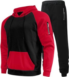 Sweat-shirt 2 pièces décontracté d'hiver pour hommes, couleur unie, manches longues, pull à capuche, jogging, vêtements de sport, vêtements de tous les jours, respirant - Product Image 1