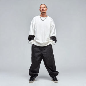 Conjunto Deportivo de Sudadera con Hombros Caídos y Pantalones Deportivos Holgados, Chándal Holgado de Invierno para Hombre, Sudadera con Capucha Holgada y Cortavientos - Product Image 4