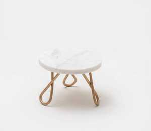 ที่ไม่ซ้ำกันโลหะทองเท้ารอบขนมแสดงหินอ่อนยืนเค้กแต่งงาน - Product Image 5