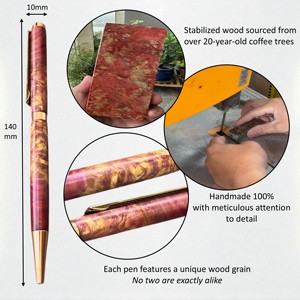Stylos de signe faits à la main de luxe de haute qualité 0.7mm bois stabilisé à bille torsadé avec collection d'améthyste pour cadeaux promotionnels - Product Image 3