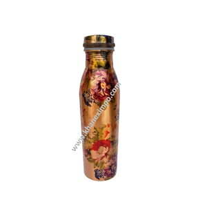 Unisex Stylish 500ml Copper <b>Bottle</b> with Floral Design ODM Model Metal Drinkware for Fitness Wholesale Supply in India - Product Image 3