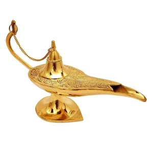 Lámpara de Aladino decorativa de latón de alta calidad con acabado pulido de grabado para decoración del hogar Metal Aladdin Chirag - Product Image 1