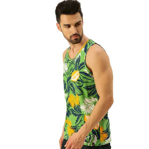 Camiseta sin mangas de verano para hombre, chaleco con estampado de hojas tropicales, ropa de playa informal ligera, camiseta sin mangas con estampado de hojas personalizado para hombre - Product Image 3