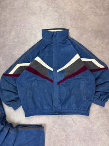 Ensemble survêtement vintage en molleton 2026, taille personnalisée, style rétro des années 90, bleu, vêtements de sport, veste et pantalon de survêtement italien old school - Product Image 2