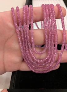 Fait à la main 100% naturel 5 couches à facettes rose saphir Rondelle perle Rare pierre précieuse plaqué platine collier de luxe perles fines - Product Image 4