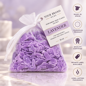Hojuelas de Jabón de Lavanda OEM 25g |   Ambientador Floral para Armarios y Cajones |   Proveedor de Marca Privada España - Product Image 1