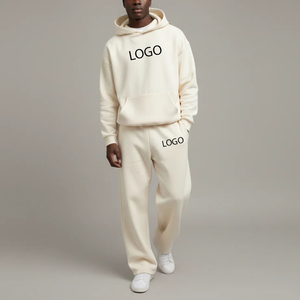 OEM Winter Streetwear Solid Plus Size Hooded Jogger Men's <b>Tracksuit</b> Blank Sweatpants Oversized Hoodie Set 100% Cotton Custom - Product Image 3