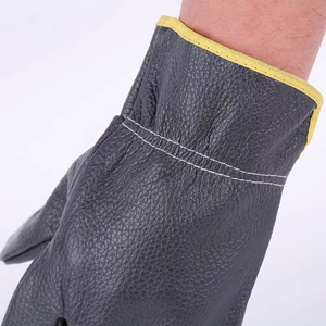 Gants de travail industriels durables en cuir pleine fleur de chèvre, en stock, pour la construction et la conduite, avec manchette à enfiler - Product Image 2