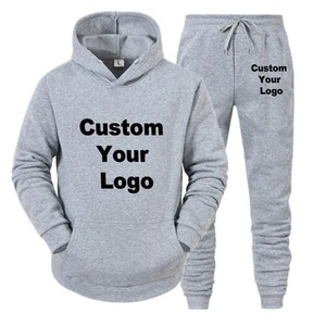 Chándales para hombre y mujer, Conjunto de sudadera con capucha personalizada con texto y logotipo de diseño original, conjunto de sudadera y pantalones de chándal estampados, conjunto de 2 piezas - Product Image 3