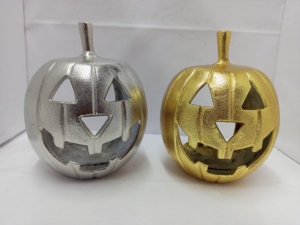 Objets décoratifs de citrouille en aluminium argenté et doré pour Halloween pour les décorations murales intérieures pour la maison et la fête - Product Image 5