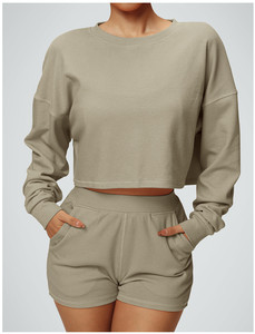 ชุดวอร์ม2ชิ้นสำหรับผู้หญิงเสื้อสเวตเชิ้ตมีซิปแบบแนบเนื้อสำหรับใส่วิ่ง - Product Image 4