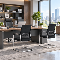 Chaise de visiteur moderne en maille avec accoudoirs fixes pour bureau, salle de conférence, salle de réunion, mobilier commercial