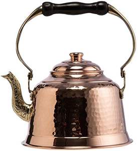 Traditional metal copper tea pot with wooden handle for safe grip and smooth pouring <b>hot</b> beverages every morning - Product Image 5
