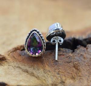 Bijoux pour femmes Boucles d'oreilles style bohème en argent Boucles d'oreilles en argent sterling 925 avec topaze mystique Boucles d'oreilles faites main tendance - Product Image 5