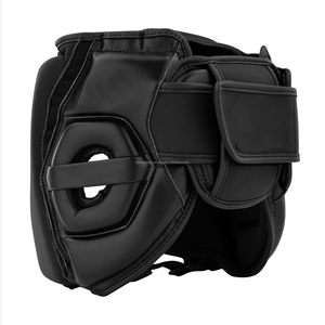 Black PU Leather Microfiber Breathable Boxing Head Guard for Children Custom Logo Professional Training Headgear - Product Image 2