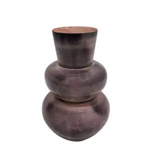 Home Dekorative Eisen Metall Knospe Blumenvase Pfirsich Holz Farbe Classic Style Tischplatte Vase Für Wohnkultur In Bulk Custom ized