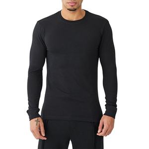 Chemises à manches longues coupe ajustée pour hommes coupe ajustée coupe ajustée vêtements de course entraînement couleur unie prix de gros nouveauté - Product Image 1