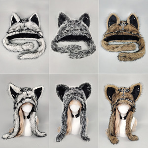 Maßgefertigt auf Lager: Subkultur Hot Girl Katzenohren-Mütze, Punk Rock Herbst/Winter Warme Mütze, Dunkler Gothic-Stil Winter Plüschmütze - Product Image 4