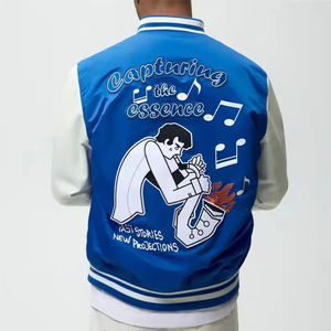 Chaqueta Universitaria de Béisbol Vintage de Manga Larga con Parche de Lana Bordado en Chenilla y Cuero Personalizada de Alta Calidad para Hombre - Product Image 2