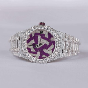 Relojes mecánicos de alta calidad de primera calidad, joyería fina, blancos y morados diamantes naturales, helados, disponibles a precios asequibles - Product Image 6