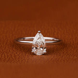 18KT Solid Gold Plated Luxury Pear Cut Lab Grown Diamond Engagement <b>Ring</b> <b>Solitaire</b> Setting Fashion Engagement Surprise Gift <b>Ring</b> - Product Image 1