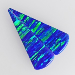 Par de Ópalos de Fuego Multicolor Hechos a Mano, Forma Trillón, 6 CTW, Cabujón de 35x12x1.5mm, para Fabricación de Joyas, Gema - Product Image 2