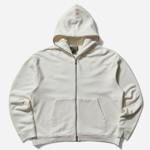 2025 Sudadera con capucha de lana de algodón orgánico 100% para hombre, nuevo estilo, ajuste holgado de otoño con cremallera sólida y cuello con capucha de logotipo personalizable - Product Image 1