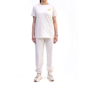 Listo para enviar, camiseta informal de algodón 100% para mujer a la moda, camiseta informal de manga corta con cuello redondo para mujer, camiseta para uso diario - Product Image 3