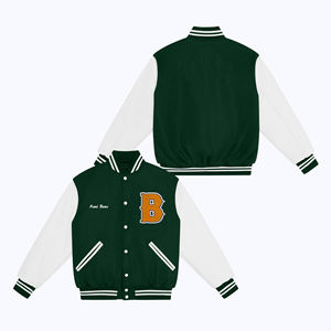 2024 hommes support université veste Logo personnalisé manches en cuir broderie noir Couple collège Baseball Streetwear Letterman Style - Product Image 5