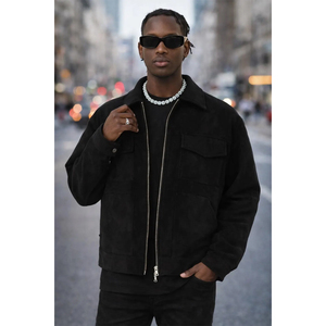 Chaqueta de Gamuza Gris para Hombre, Estilo Urbano Minimalista, Chaqueta con Cierre, Ropa Exterior Informal Moderna, Abrigo Elegante - Product Image 4