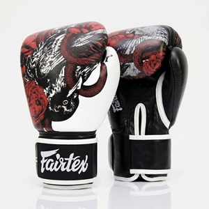 Gants d'entraînement MMA Fairtex The Beauty of Fight' Snake and Rose Design, en cuir, fabriqués au Pakistan, MOQ 10 paires, livraison rapide - Product Image 1
