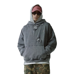 Breathable <b>Top</b> Fashion <b>Distressed</b> Hoodie Wholesale 100% Cotton Vintage Men <b>Distressed</b> Hoodies - Product Image 5