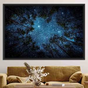 Starry Sky <b>Canvas</b> Print: Elegant Night View Wall Decor,BLACK <b>FRAMED</b> <b>CANVAS</b> - Product Image 1