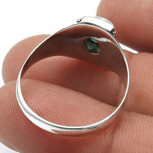 Émeraude naturelle 925 Sterling Silver Women's Wear Minimalist Rings Luxury Handmade May Birthstone Rings Anniversary Rings For Her - Product Image 4