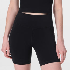 Custom <b>Black</b> Gym <b>Shorts</b> for <b>Women</b> Genuine Seamless High Waist Compression Fitness Workout Activewear Side Pocket Solid Pattern - Product Image 1