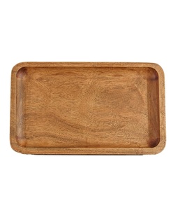 Bandeja rectangular de madera de acacia de grano de madera natural, Plato decorativo hecho a mano, tamaño personalizado, color de madera natural - Product Image 5
