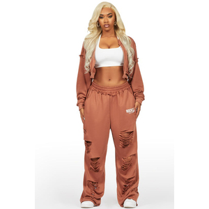 เซ็ตกางเกงทรงตรงมีซิปชุดวอร์ม2ชิ้นสำหรับผู้หญิง - Product Image 2