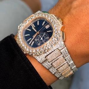 Trendy Blue Dial Diamond Style 100 Bar Water Resistant Stainless Steel Diver Fashion Timepiece Luxury Wrist Accessory <b>for</b> <b>Men</b> - Product Image 6