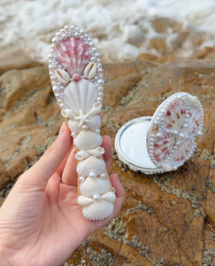 Cepillo de pelo de conchas marinas de Vietnam con conchas rosas reales y perlas blancas para Accesorios de belleza o recuerdos - Product Image 6